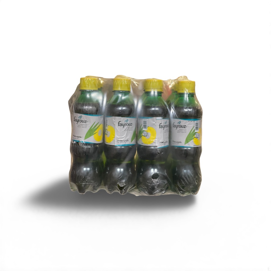 Fayrouz Pineapple Flavored Sparkling Soft Drink, Premium, 1 pack(12 bottles)